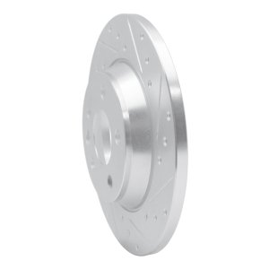 Volkswagen EuroVan Brake Rotor (1) - Rear Right - R1 Concepts - Drilled & Slotted - Silver - `01-`03